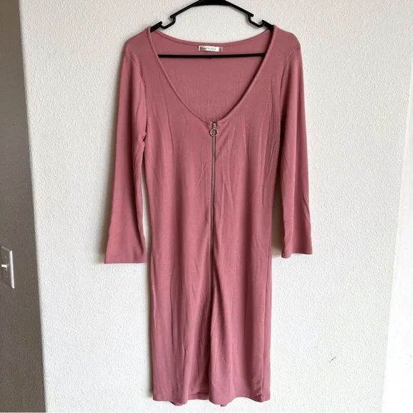 mauve fitted dress Terani Couture 251M4443 - Long Crepe Sheath Dress main image 1